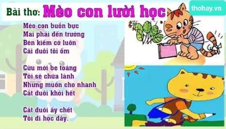 Bài Thơ Mèo Con Lười Học Nội Dung Hình Ảnh Giáo Án Bút Chì Xanh