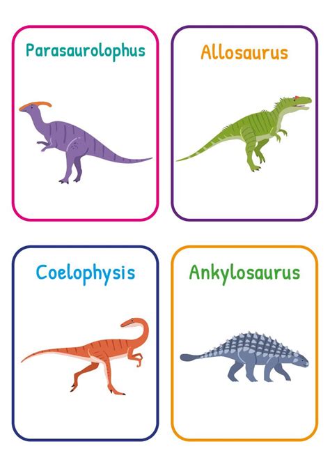 Dinosaur Flashcards Names Of Dinosaurs Dinosaur Activities Dinosaur