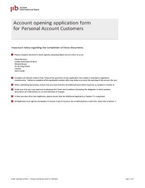 Fillable Online Account Opening Application Form For Personal Account