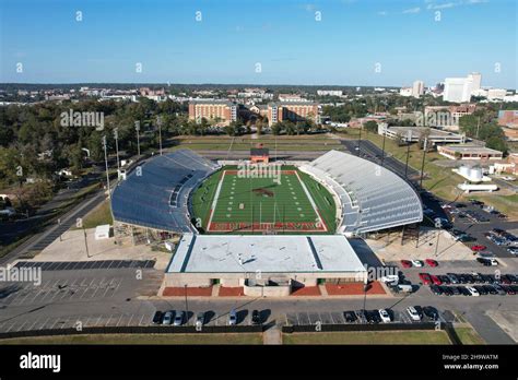 An aerial view of Bragg Memorial Stadium on the campus of Florida A&M ...