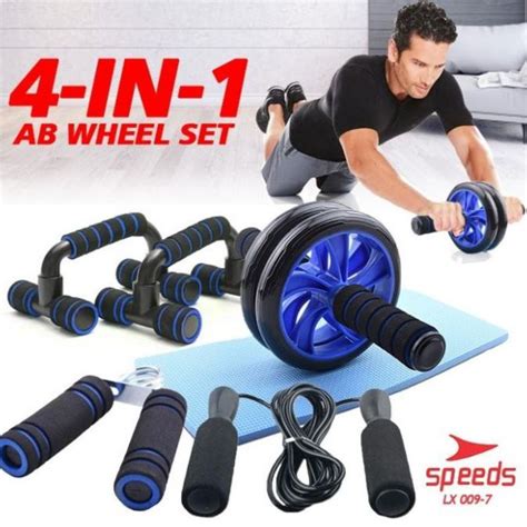 Jual SPEEDS Handgrip Ab Wheel Ab Roller Alat Push Up Skiping Set Alat