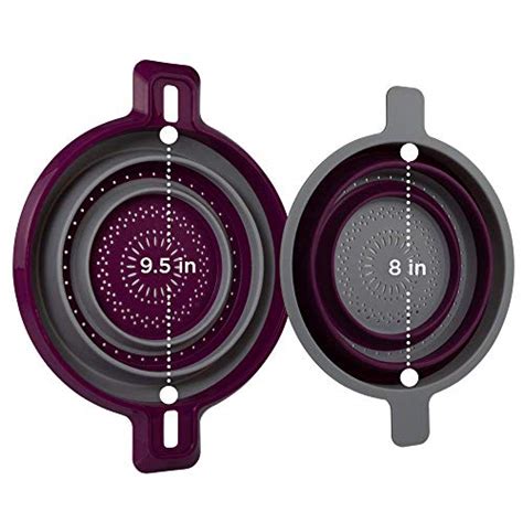 Kitchen Maestro Collapsible Colander And Strainer Set Of 2 Purple