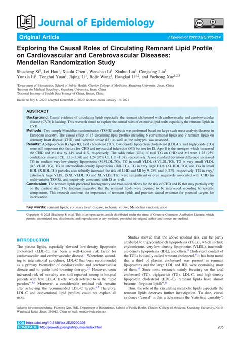 Pdf Exploring The Causal Roles Of Circulating Remnant Lipid Profile