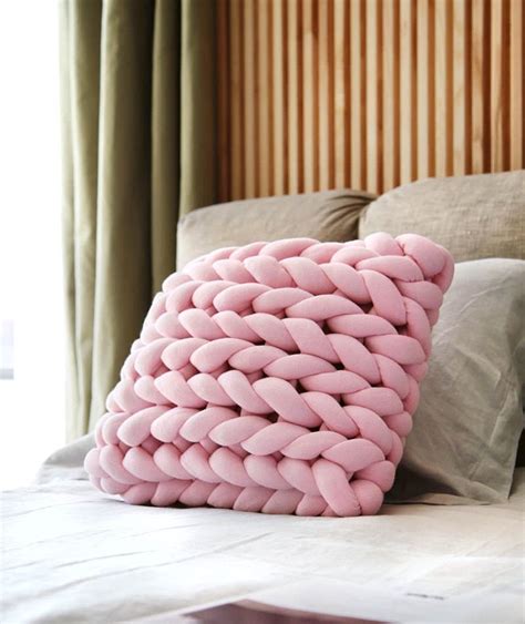 Handmade Braid Knotted Throw Pillow Cushions On Sofa Knitted