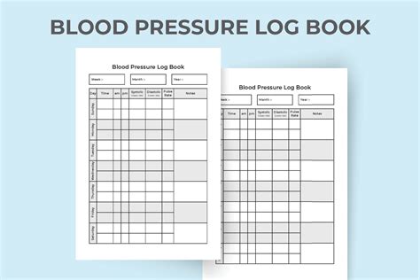 Blood Pressure Log Book Interior Pulse Tracker Journal Template