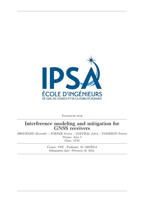 Pdf Interference Modeling And Mitigation For Gnss Receivers