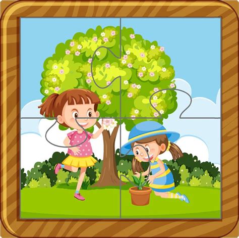 Photo jigsaw puzzle game template 19861784 Vector Art at Vecteezy