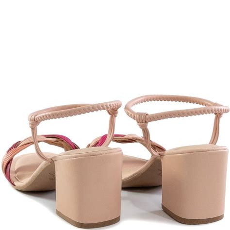 Sandália Feminina Salto Bloco Trassê Dakota Z Nude Rosa Sapato Show