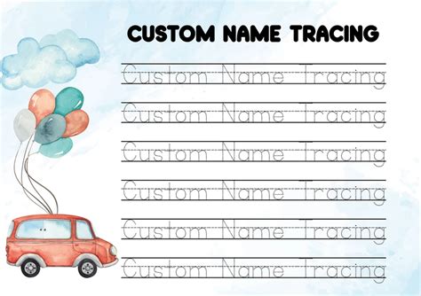 Custom Name Trace Worksheet Personalized Handwriting Practice Etsy