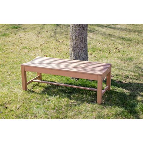 Composite Wood Outdoor Backless Bench Natural Wood Color Walmart