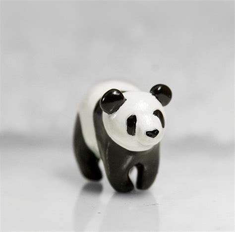 Panda Figurine Ooak Handmade Polymer Clay Animal Totem Etsy Polymer