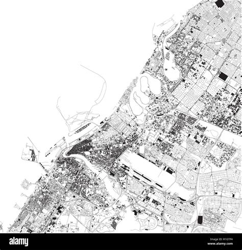 Satellite Map Of Dubai United Arab Emirates City Streets Street Map And Map Of The City