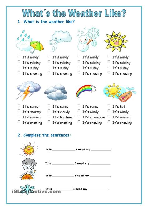 Easy Weather Esl Worksheets