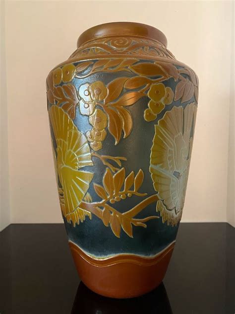 Muller frères Lunéville Vase Aux Colombes Ref 95736