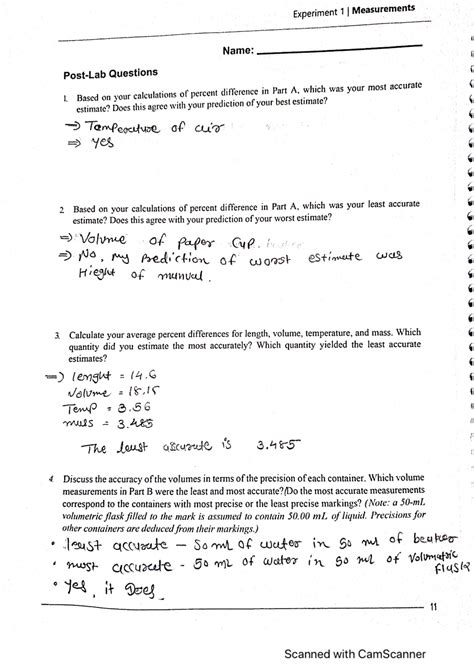 Measurements Post Lab Post Lab Chem L Studocu