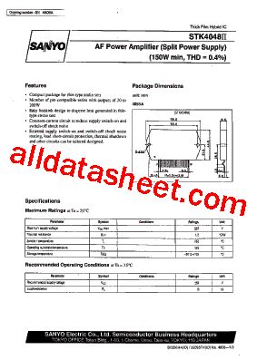 STK4048 Datasheet PDF Sanyo Semicon Device