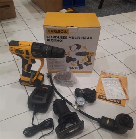 KRISBOW IMPACT DRILL CORDLESS MULTY HEAD Mesin Bor 4 Fungsi 18 Volt