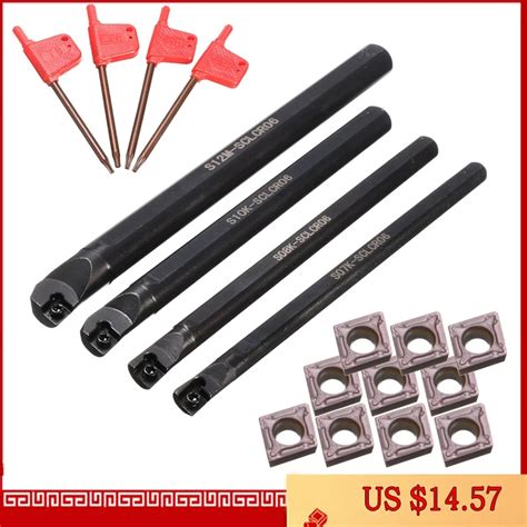 Conjunto De 4 Barras De Perfuração De Torno Sclcr 7 8 10 12mm Suporte