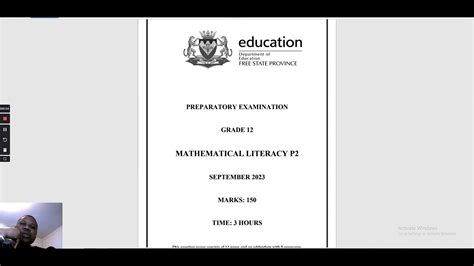 Free State Paper 2 Prelim Preparatory Exam 2023 Mathematical Literacy