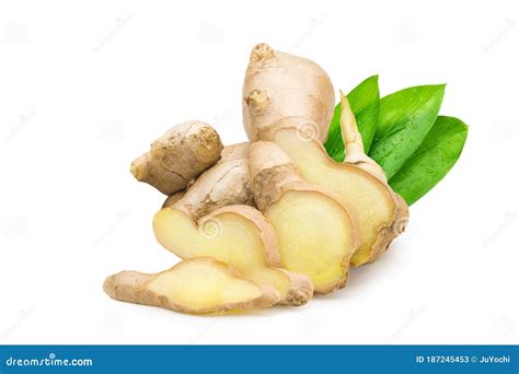 Fresh Ginger Zingiber Officinale With The Leaf Stock Image Image Of