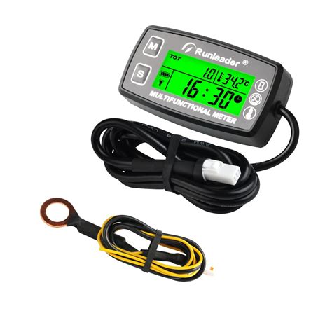 Runleader Digital Tach Hour Meter Engine Temperature Gauge Alert RPM