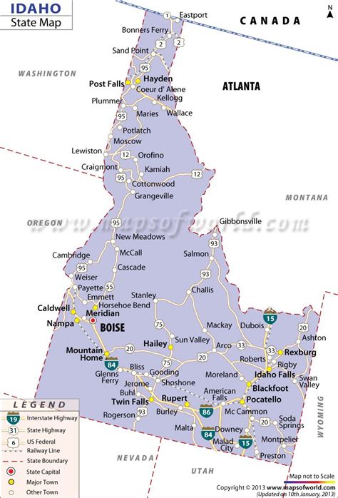 Printable Map Of Idaho