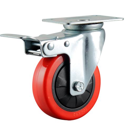 Roda Pu Merah Medium Duty Caster Taiwan Roda Troli Glodok Pusat