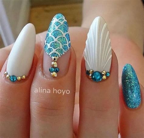 Uñas acrílicas 3 diseños bonitos inspirados en sirenas que rejuvenecen