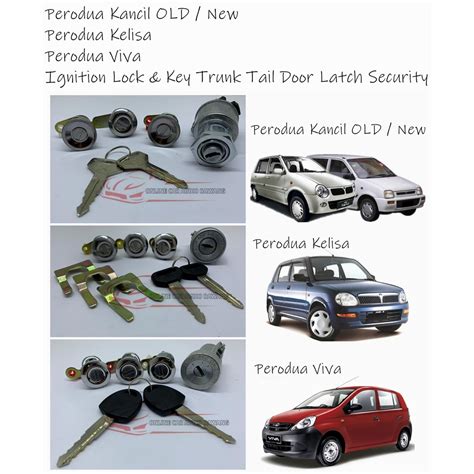 Ignition Lock Key Trunk Tail Door Latch Security Key Set Perodua