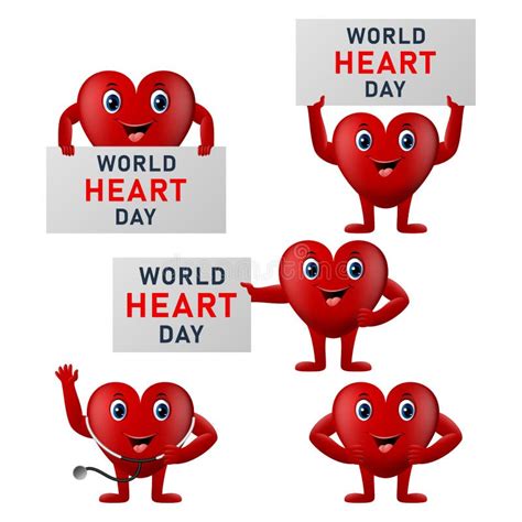 World Heart Day Poster Web Banner With Red Heart Stock Vector