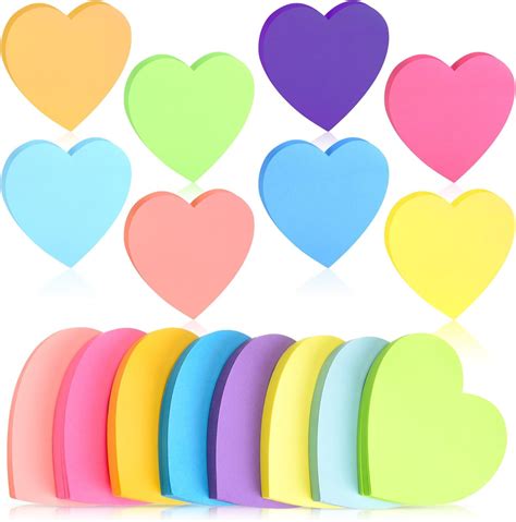 Phoetya Sheets Heart Shaped Sticky Notes Sticky Pads X