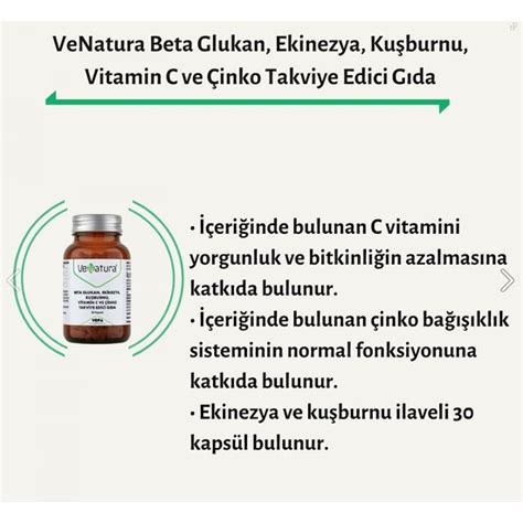 Venatura Beta Glukan Ekinezya Kuşburnu Vitamin C ve Çinko Fiyatı