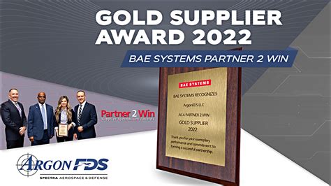 Argonfds Wins Gold Supplier Award At 2023 Bae Systems Partner 2 Win