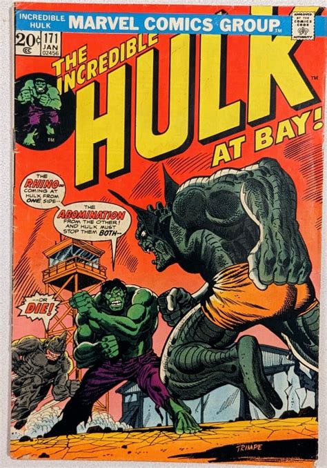 THE INCREDIBLE HULK 171 Jan 1974 Classic Battle Abomination Rhino