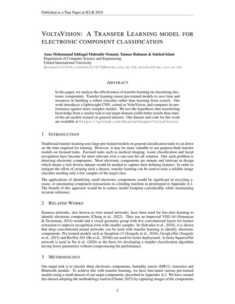 PDF VOLTAVISION A TRANSFER LEARNING MODEL FOR ELECTRONIC COMPONENT