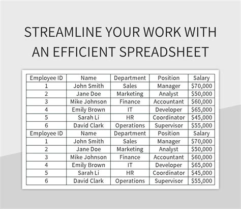 Streamline Your Work With An Efficient Spreadsheet Excel Template And