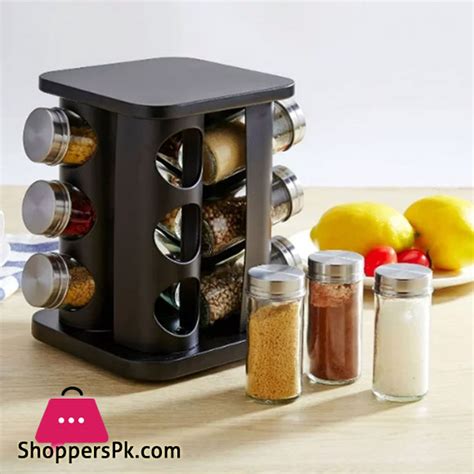 Spice Jar Storage Rack 12 Stainless Steel Spice Jars - Square in Pakistan