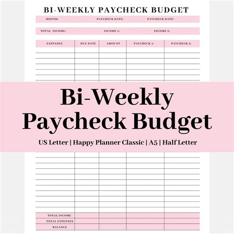 Bi Weekly Paycheck Budget Bill Organizer Paycheck Planner Etsy Israel