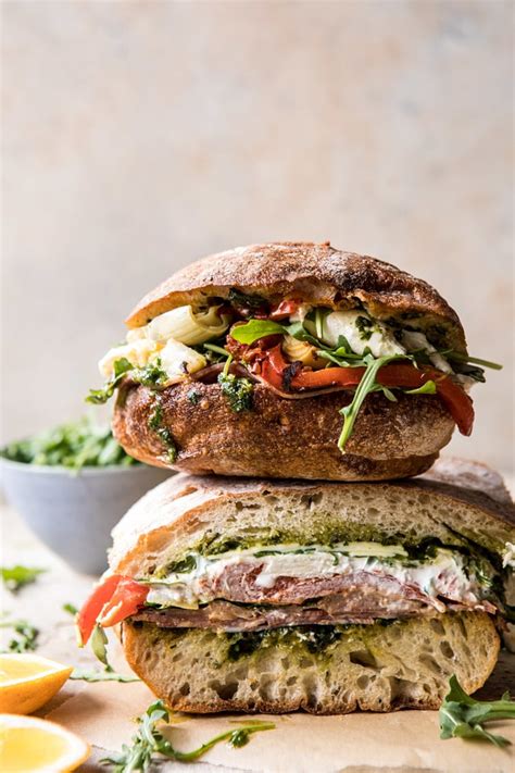 Antipasto Mozzarella Sandwich With Lemony Basil Pesto Half Baked Harvest Recipe