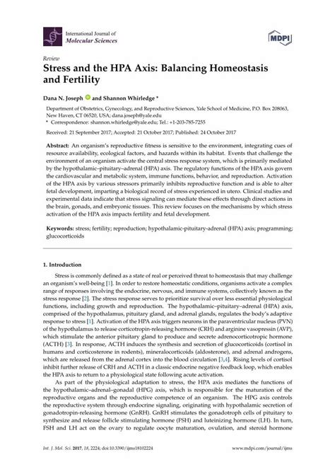 Pdf Stress And The Hpa Axis Balancing Homeostasis And Fertility