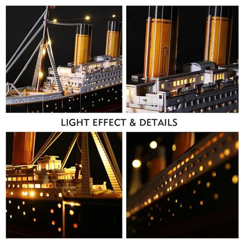 3D Puzzles For Adults LED Titanic Ship Model 266pcs Cruise Jigsaw Toys