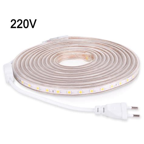 Tira CONDUZIDA Luz SMD 5050 Fita LED Flexível 220 V À Prova D Água 60