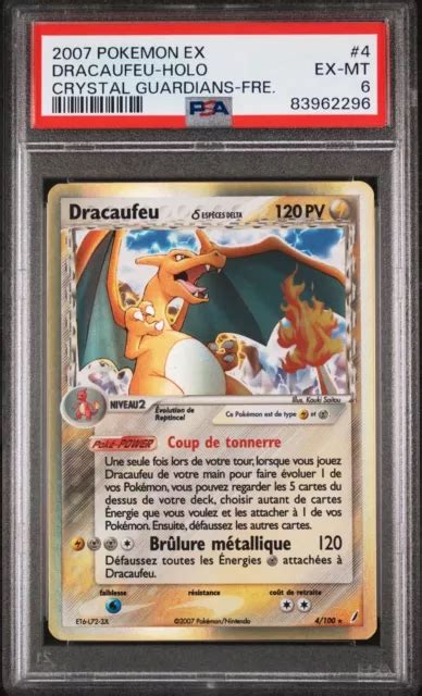 CARTE POKÉMON DRACAUFEU 4 100 Holo Gardiens de Crystal FR PSA 6 EUR 5