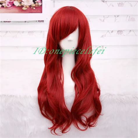 The Little Mermaid Ariel Curly Wave Red Wig Cosplay Wig Cc11ba Wig Cap On