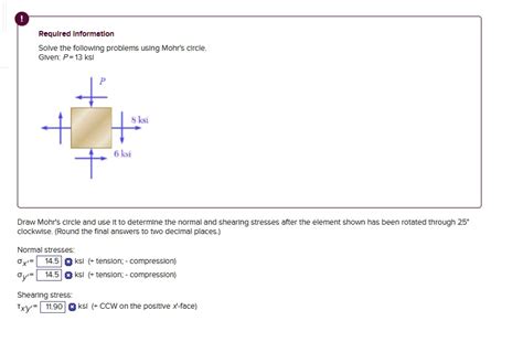 Solved Required Informatlon Solve The Following Problems Using Mohr S