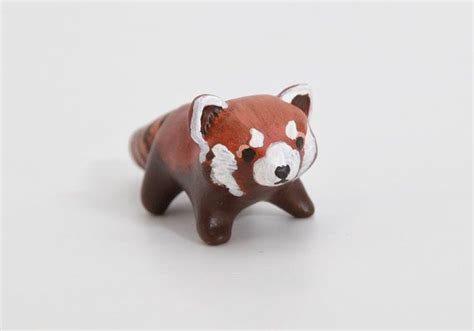 Red Panda Animal Totem Polymer Clay Animal Ooak Figurine Talisman