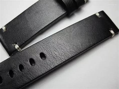 Correas De Reloj 20 22mm Cuero De Vaca Negro Italiano Cuero Genuino