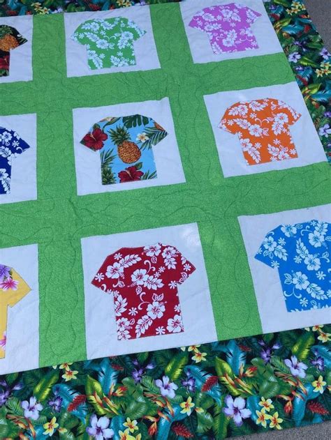 One Of A Kind Hawaiian Shirt Patchwork Quilt Etsy Hawaiian Quilt Patterns Hawaiian Fabric