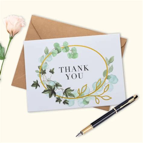 Best 72pcs Watercolor Greenery Thank You Cards