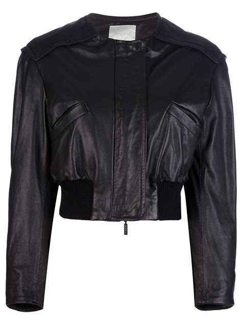 Amen Cropped Leather Bomber Jacket In Black Lyst